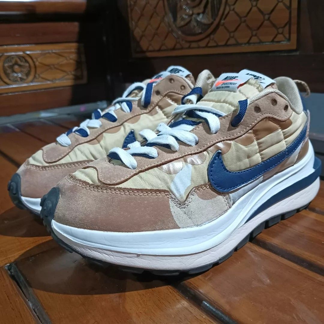 Nike x Sacai Vaporwaffle Sesame Blue Void, Size 38.5 / 24.5 cm