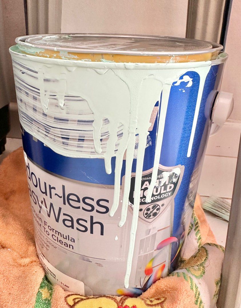 Nippon Odorless Easywash Paint Valley Green Color left 2/3 of the 5 liter paint collecting