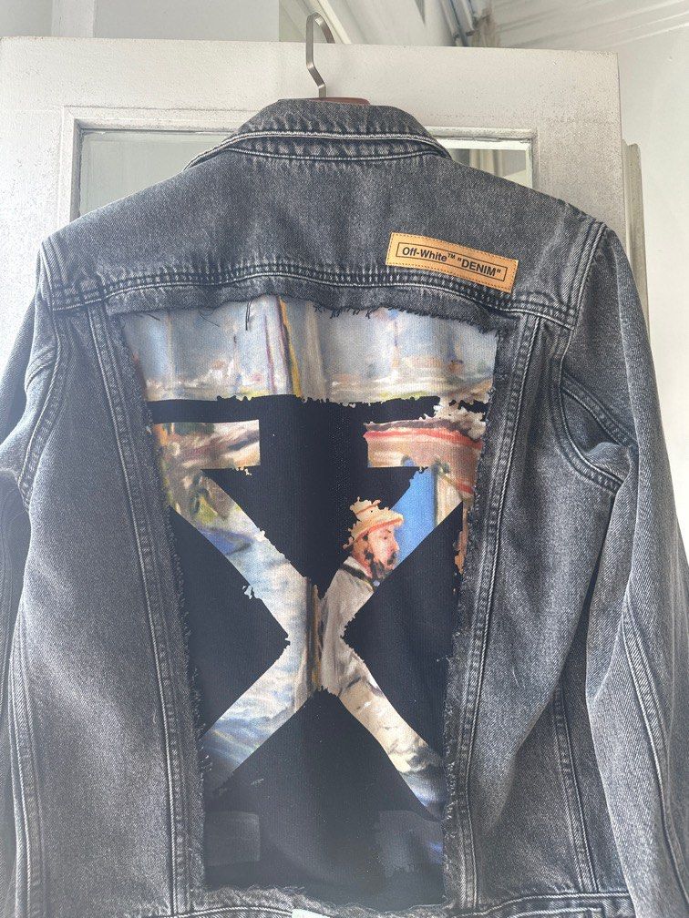 Off white grey denim jacket Men s Fashion Coats Jackets and Outerwear on Carousell