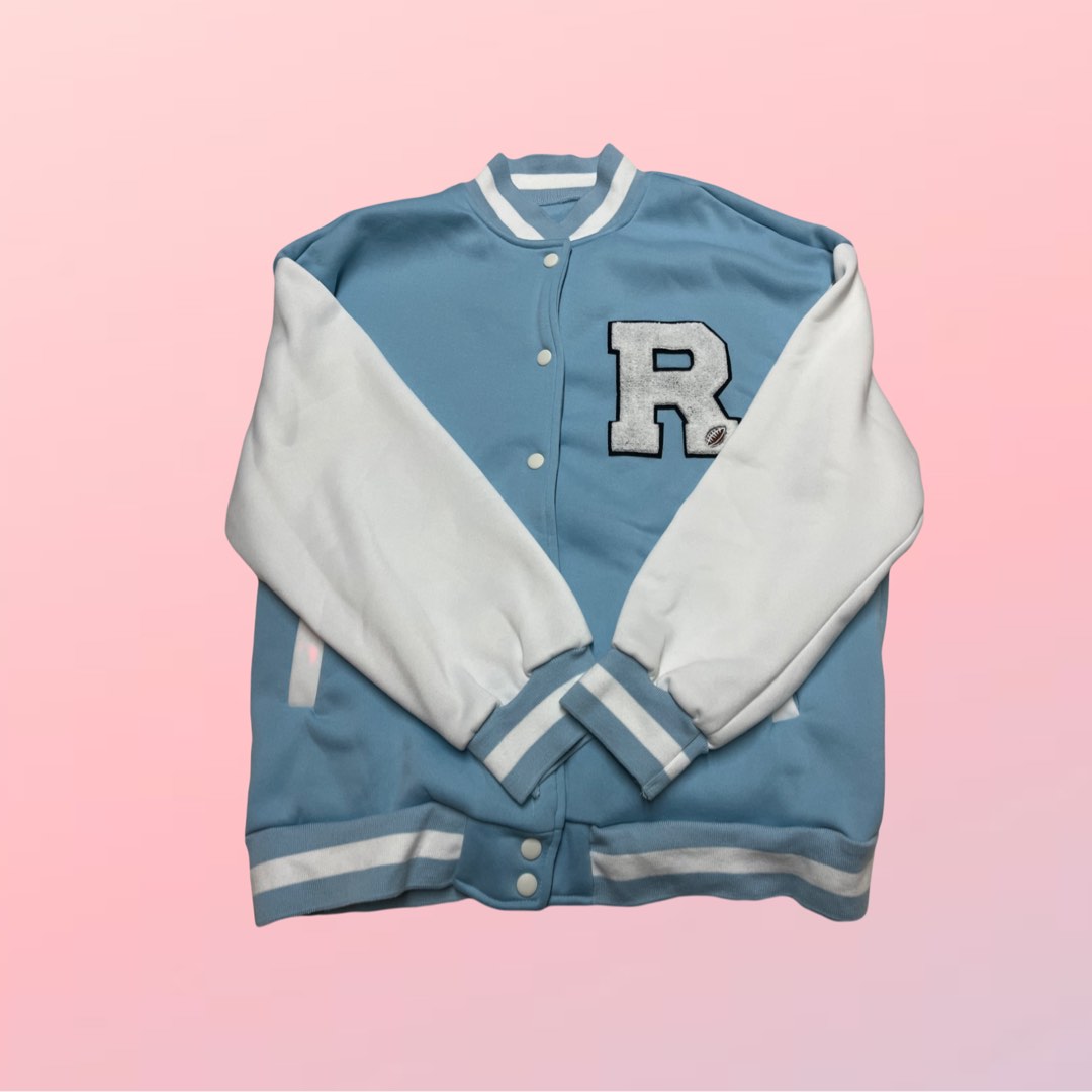 pastel blue varsity jacket, Women's Fashion, Coats, Jackets and