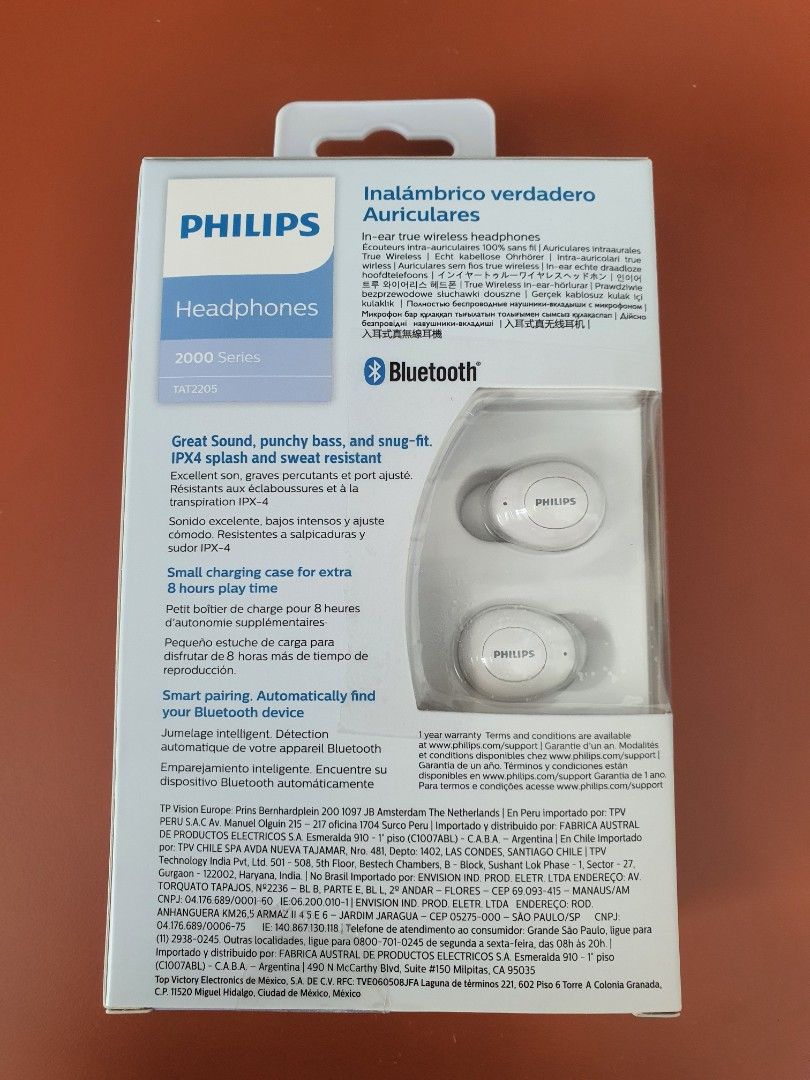 Philips True wireless earphones TAT2205WT Audio Earphones on