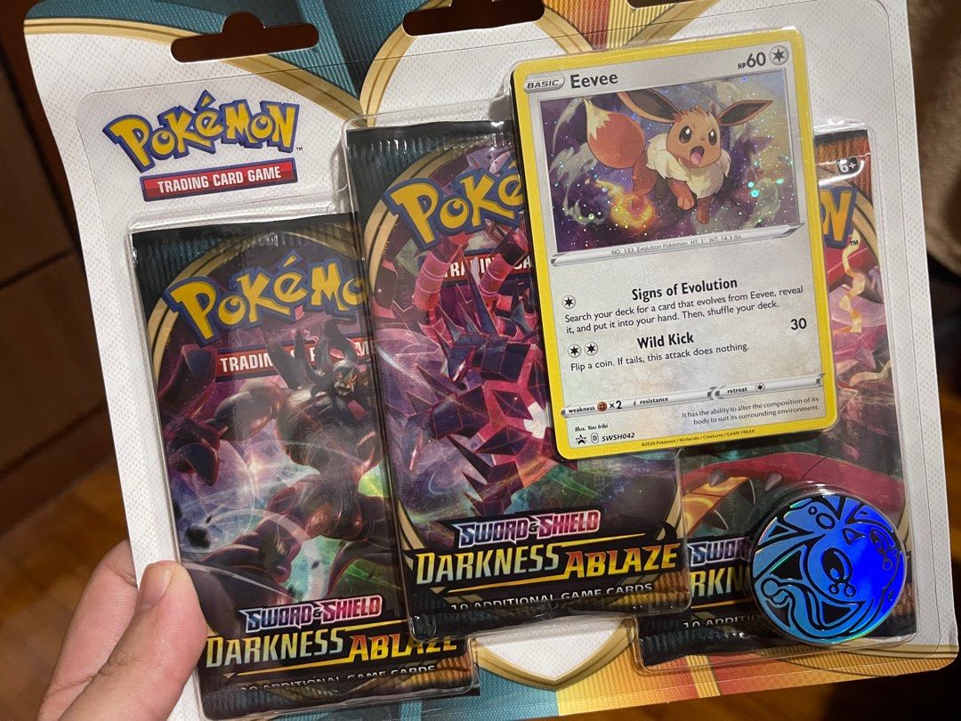 Pokemon tcg 3 packs blister (sealed) darkness ablaze, guardians rising, sun  & moon base, Hobbies & Toys, Toys & Games on Carousell