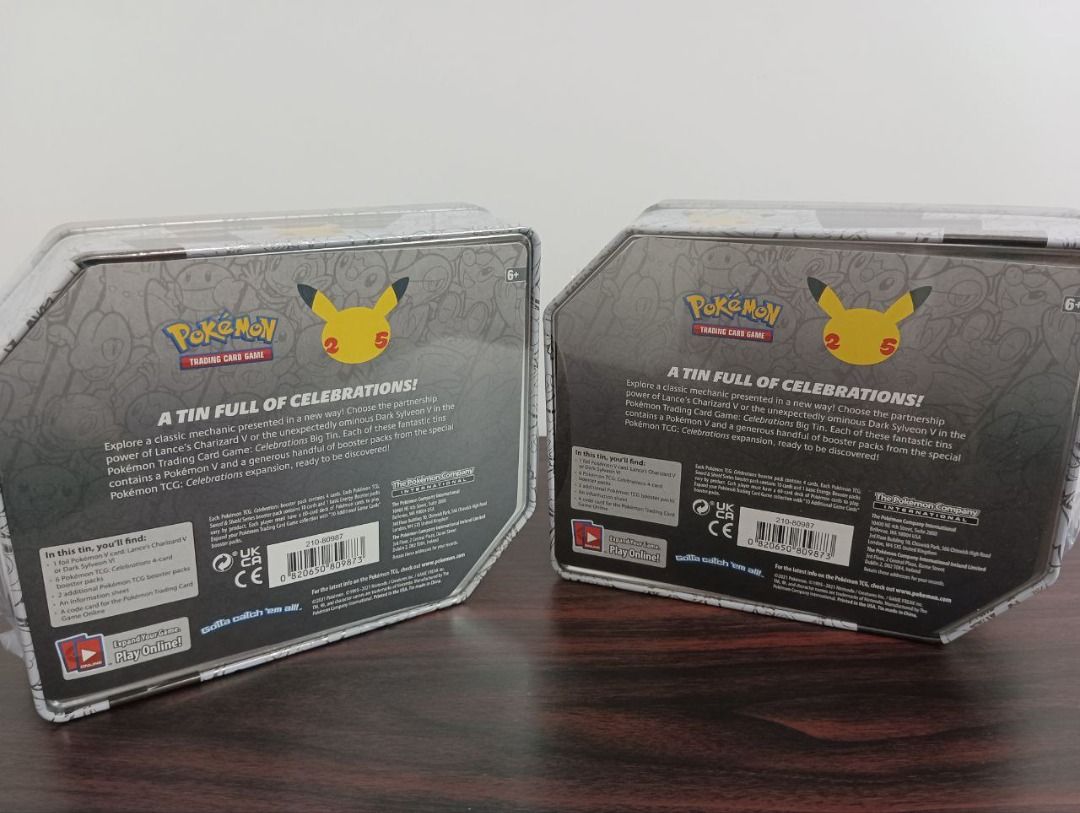 Pokémon 25th Anniversary Big Tin Celebrations Lance's Charizard V & Dark  Sylveon V, Hobbies & Toys, Toys & Games on Carousell