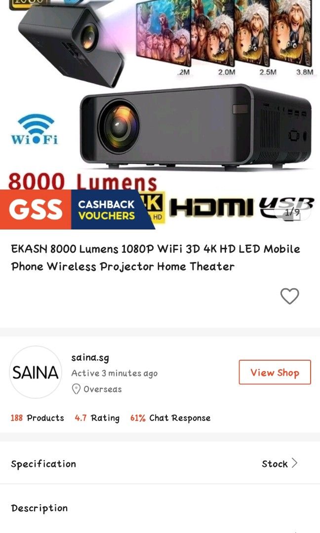 Portable LED projector full set w packaging (Like New!), TV & Home ...