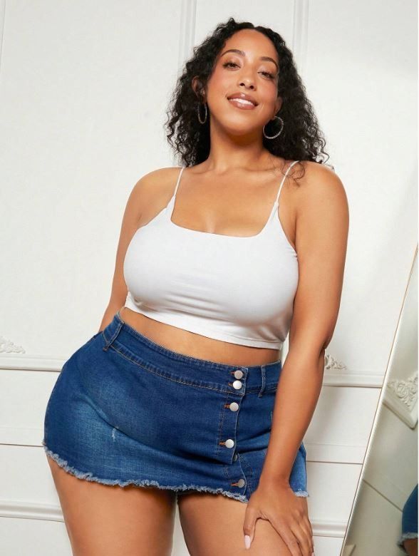 Plus size jean skort clearance