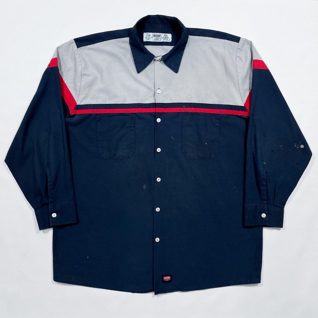 Red Kap Navy Blue Workwear Shirt, Men's Fashion, Tops & Sets