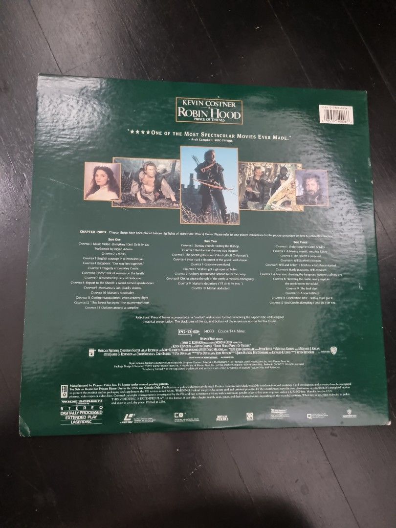 Robin Hood Prince of Thieves Laser Disc Vintage Record - Kevin