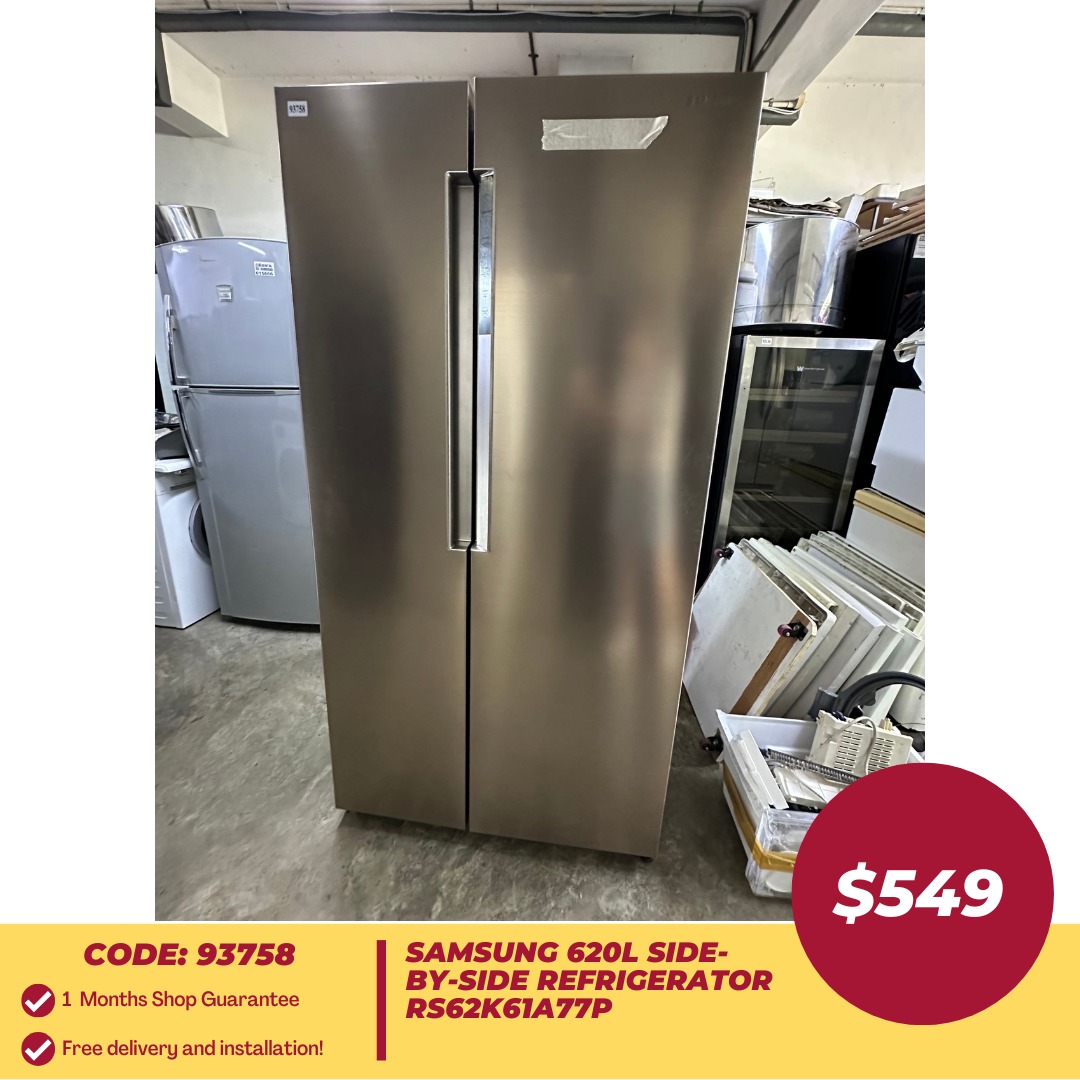 Samsung 620L SideBySide Refrigerator RS62K61A77P (93758), TV & Home
