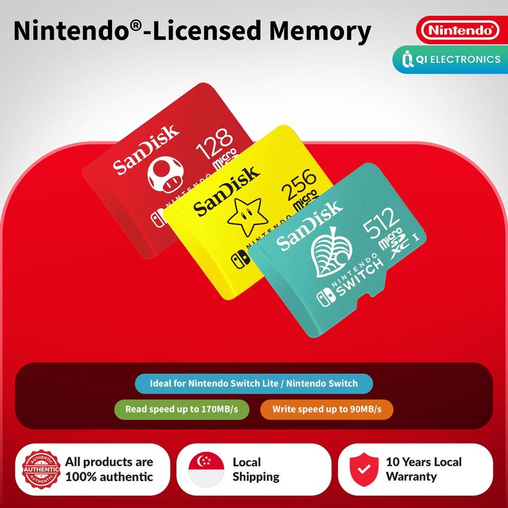 SanDisk Micro SD Card Memory 128GB 256GB 512GB for Nintendo Switch