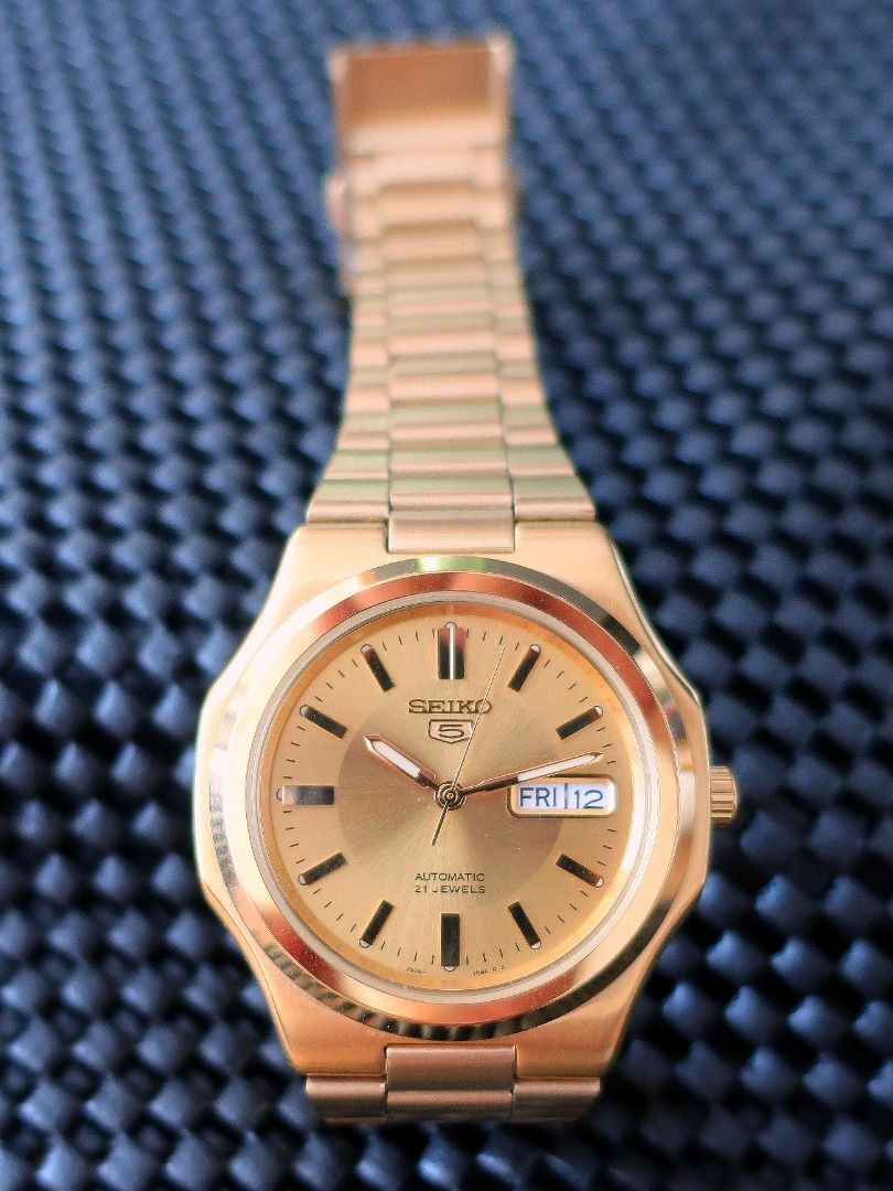 Seiko 5 SNKK52 Automatic Gold Tone Stainless Steel Watch