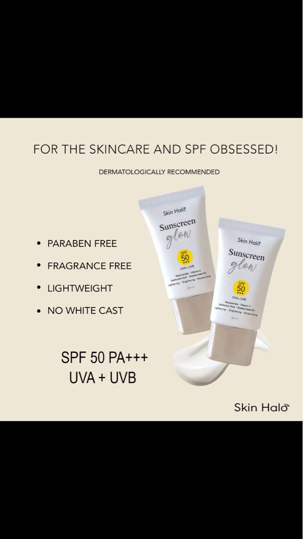Skin Halo Sunscreen Glow SPF 50+++, Beauty & Personal Care, Face, Face