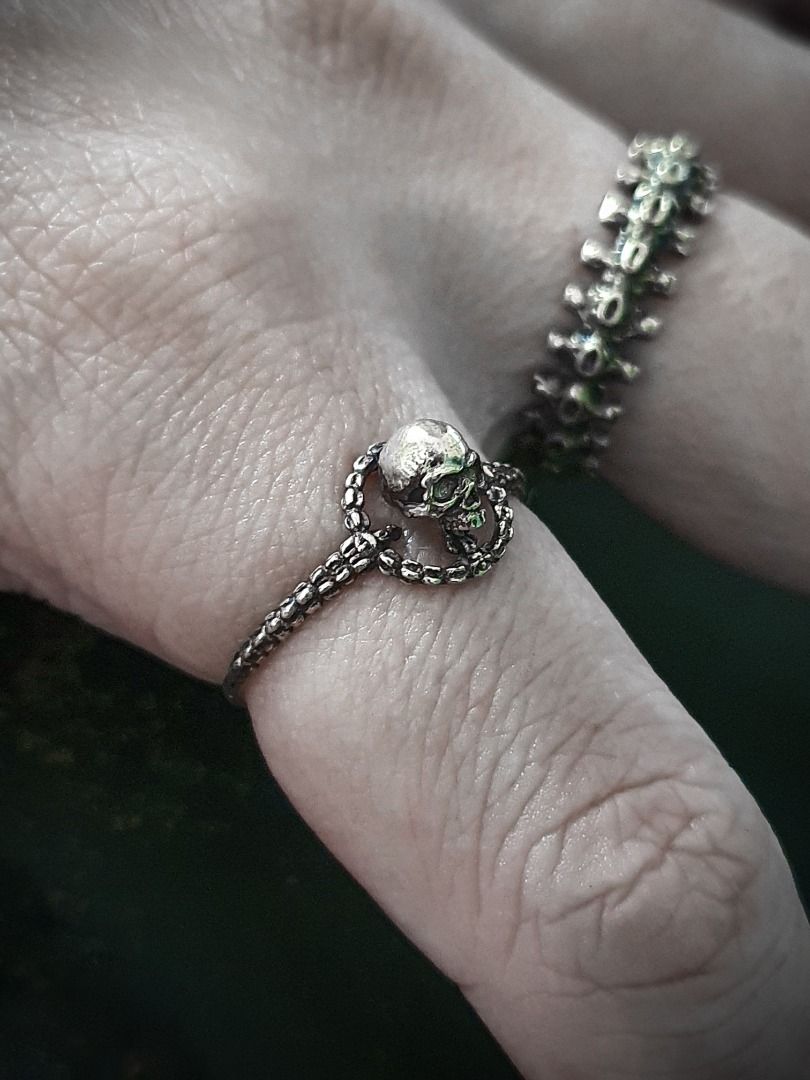 SKULL RING Karma Eternality Dainty lady Ring 925 Silver by Altejewellers
