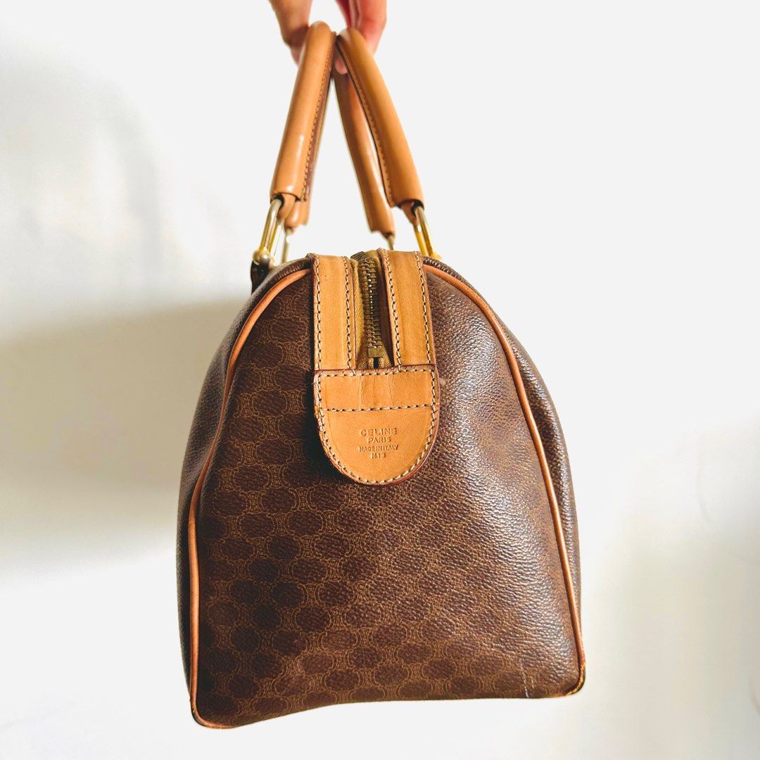 STEAL Celine Triomphe Macadam Monogram Logo Vintage Speedy 30 Boston Bag Authentic
