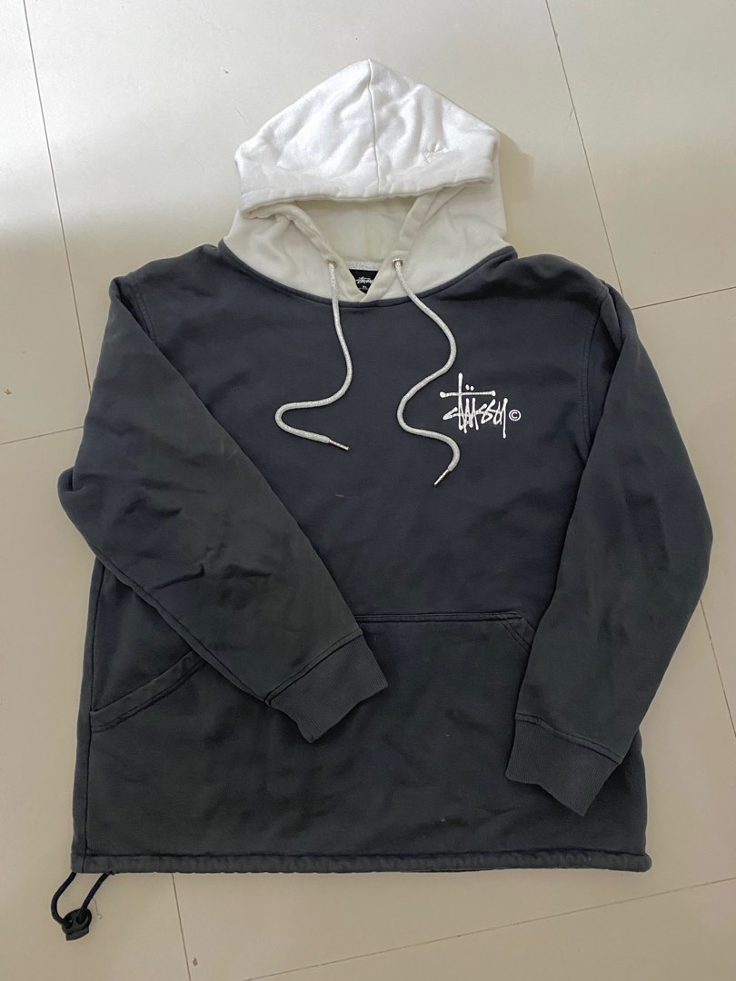Stussy two tone hoodie black new arrivals