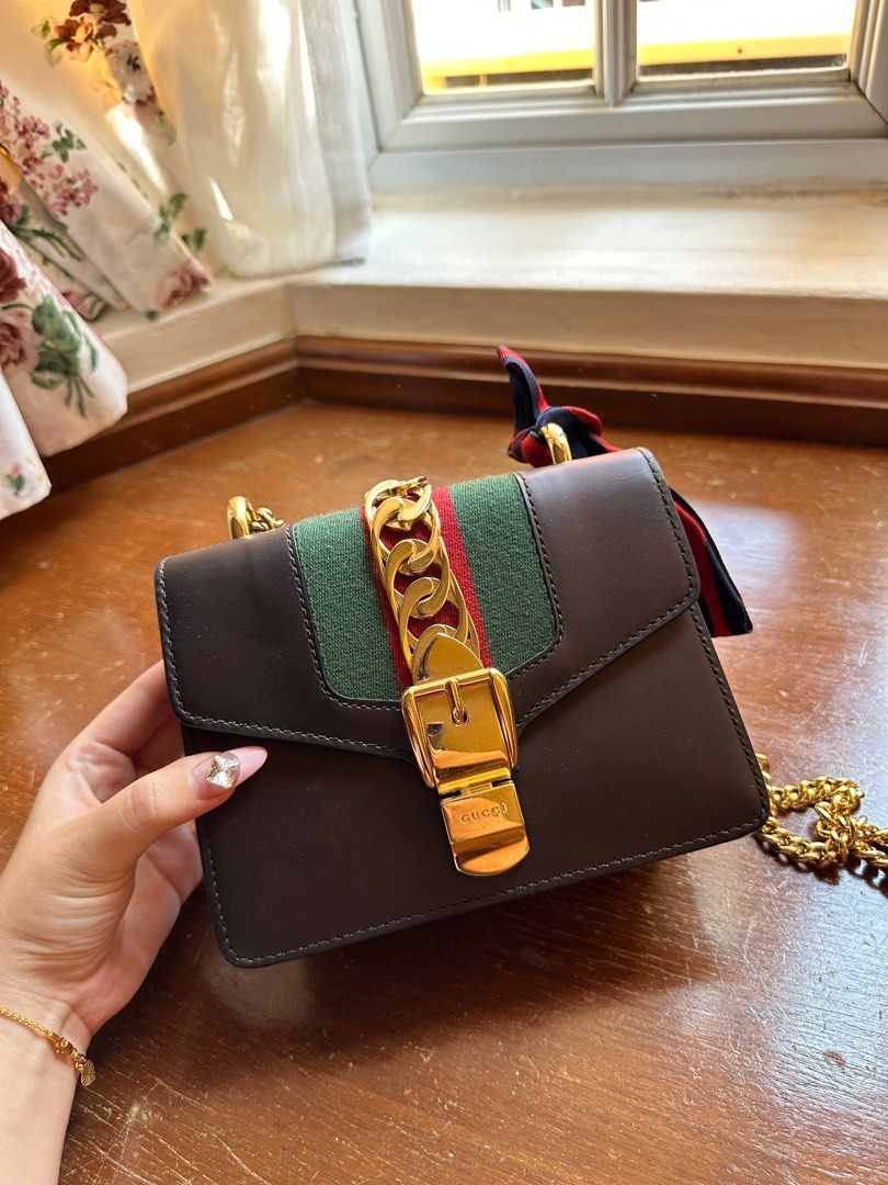SYLVIE FLAP CHAIN BAG LEATHER Black Women s Fashion Bags