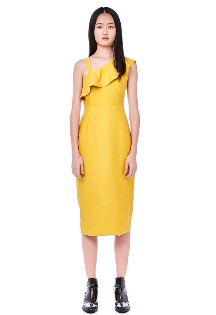 TEM Jayse One-Shoulder Dress (Marigold) S/UK4/US8, Women's Fashion