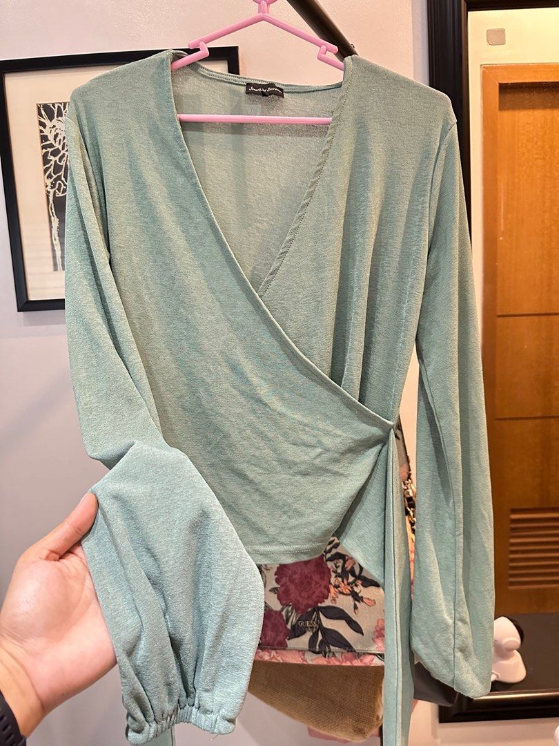 3050086 Multi Colour Tie Waist Wrap Blouse