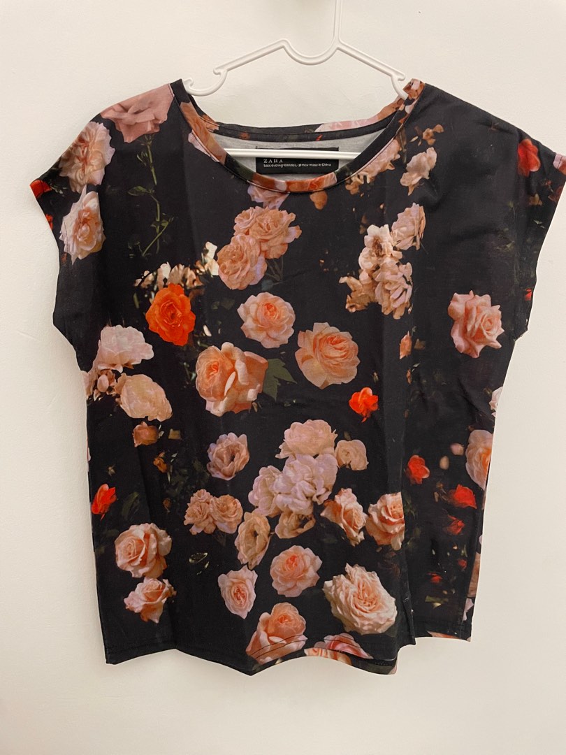 Tops Zara Flower on Carousell