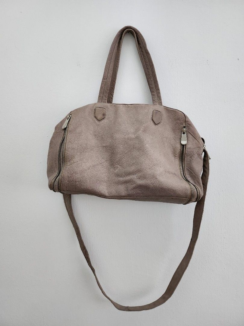 Topshop Mauv Real Leather Bowling Bag