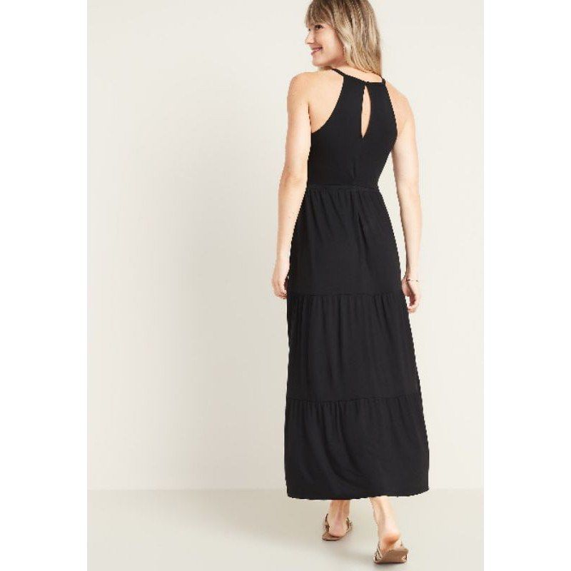 High neck waist sales defined maxi dress