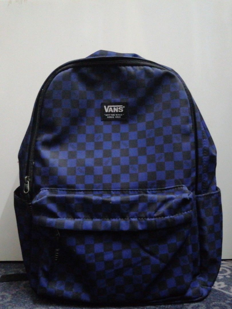 Blue checkered vans online backpack