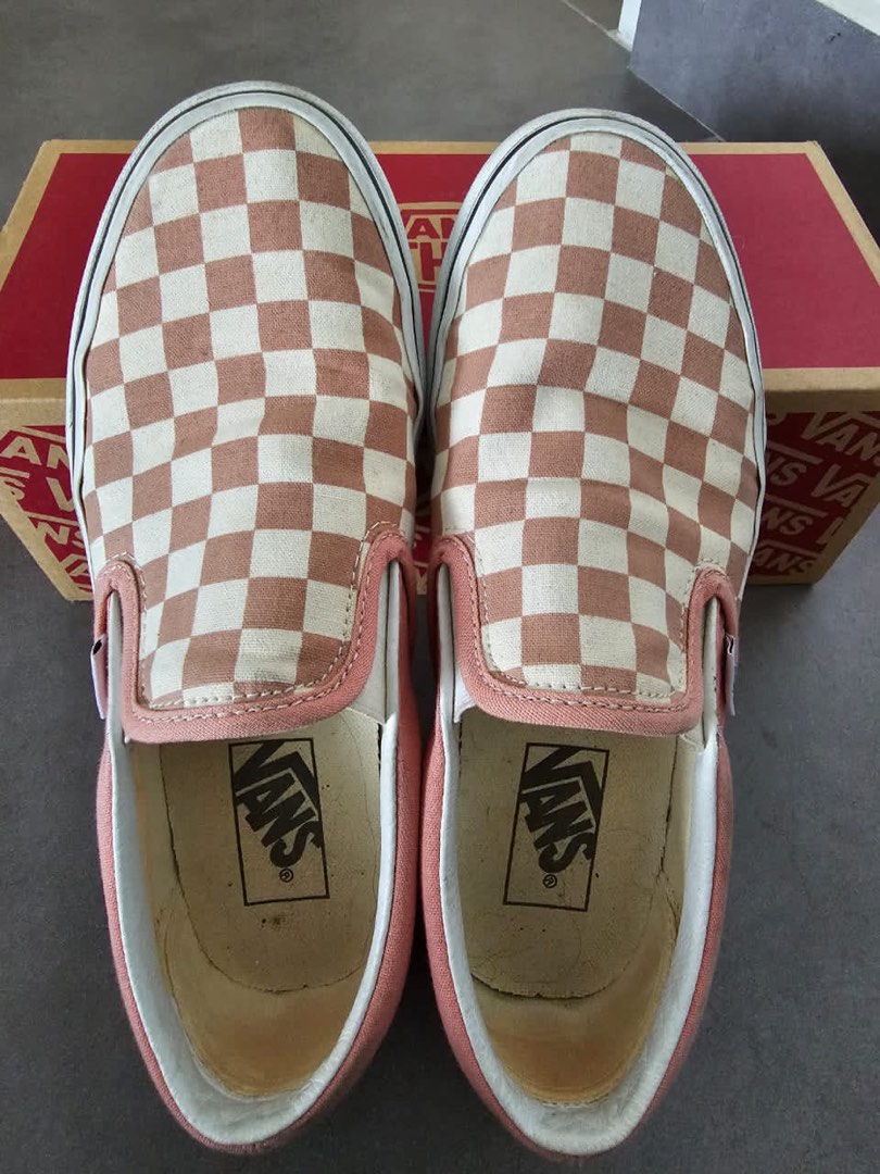 Vans Classic Slip On Pink Checkered Women s Fashion Footwear