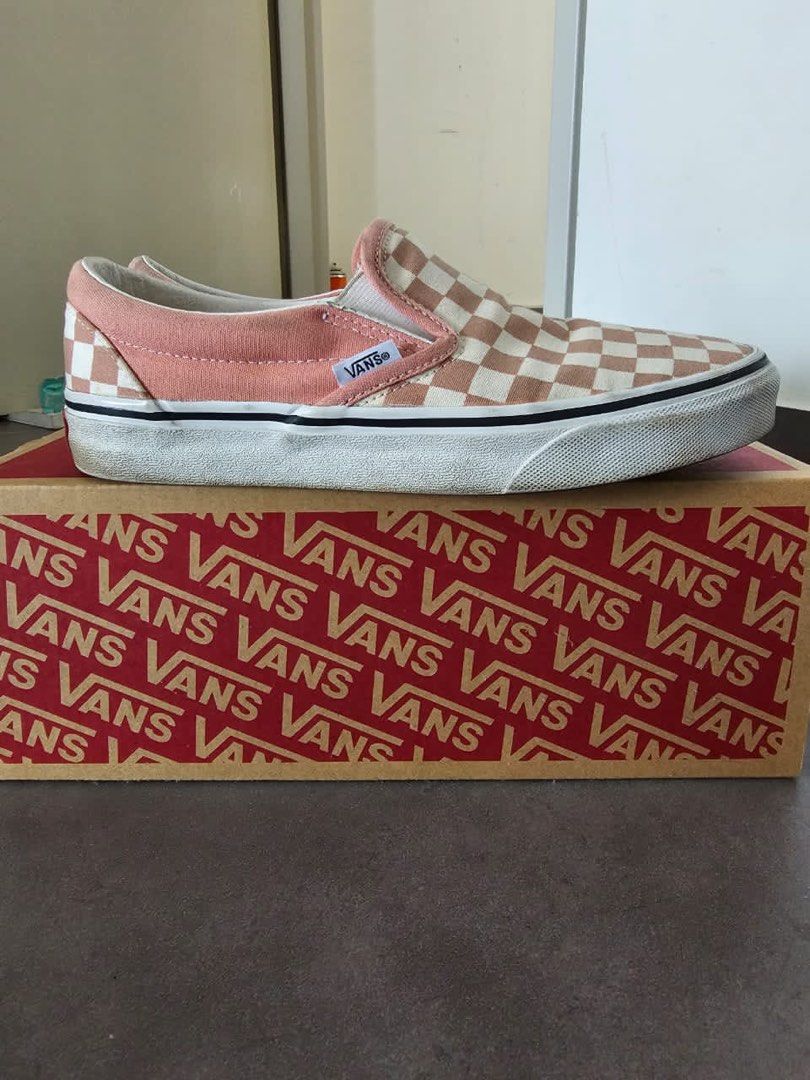 Vans Classic Slip On Pink Checkered Women s Fashion Footwear