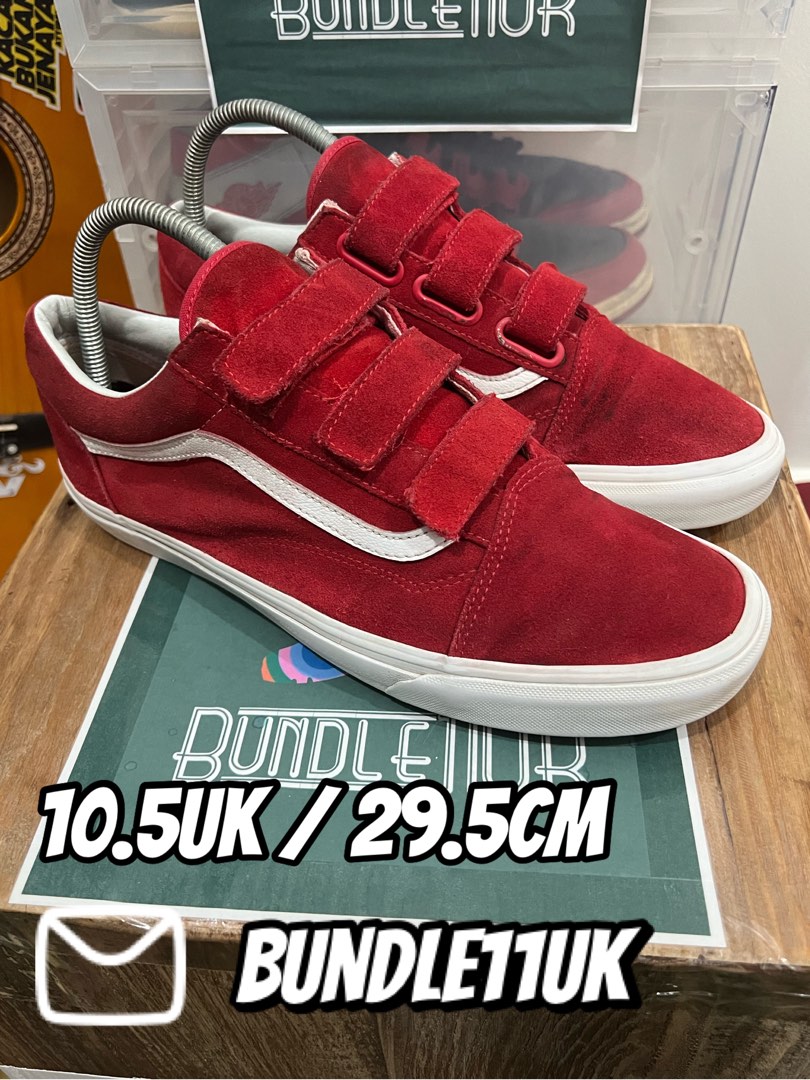 Red old skool cheap vans velcro