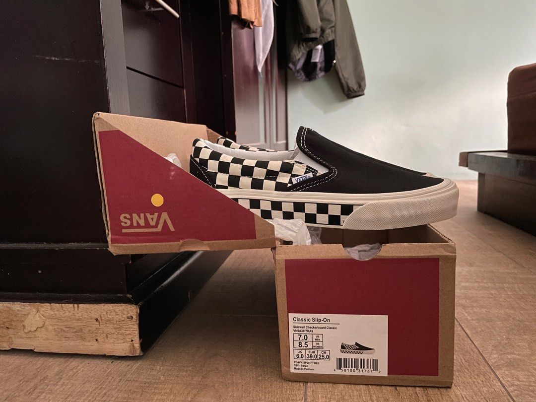 Vans Slip On Sidewall Checkerboard Classic Global on Carousell