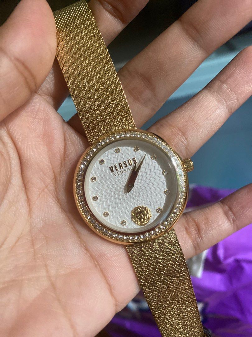 Versace rose gold white dial ladies watch clearance