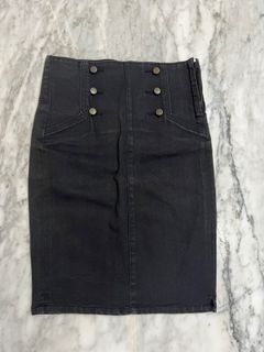 Vintage black denim skirt rok wanita hitam pendek
