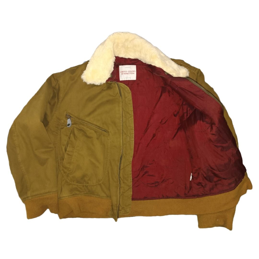 Vintage Flight Bomber Jacket with Detachable Fur Collar United