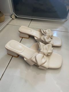 White Bow Ribbon Summer Sandals