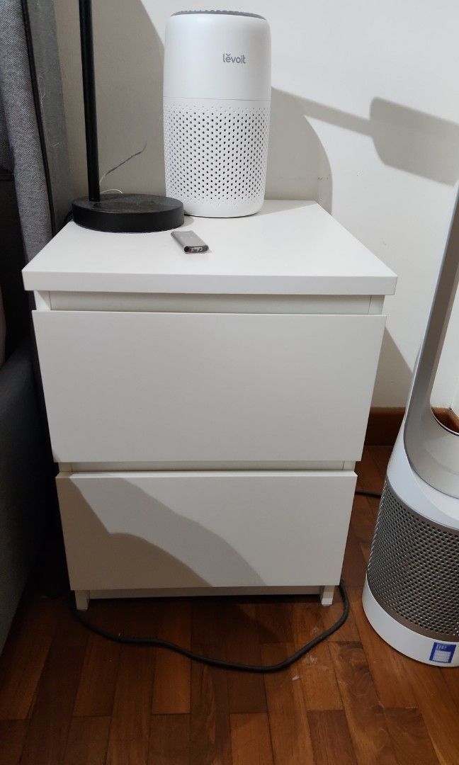 White MALM IKEA bed side table, Furniture & Home Living, Furniture