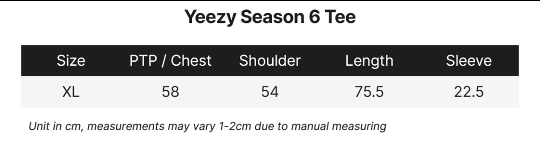 Yeezy season 6 best sale sizing