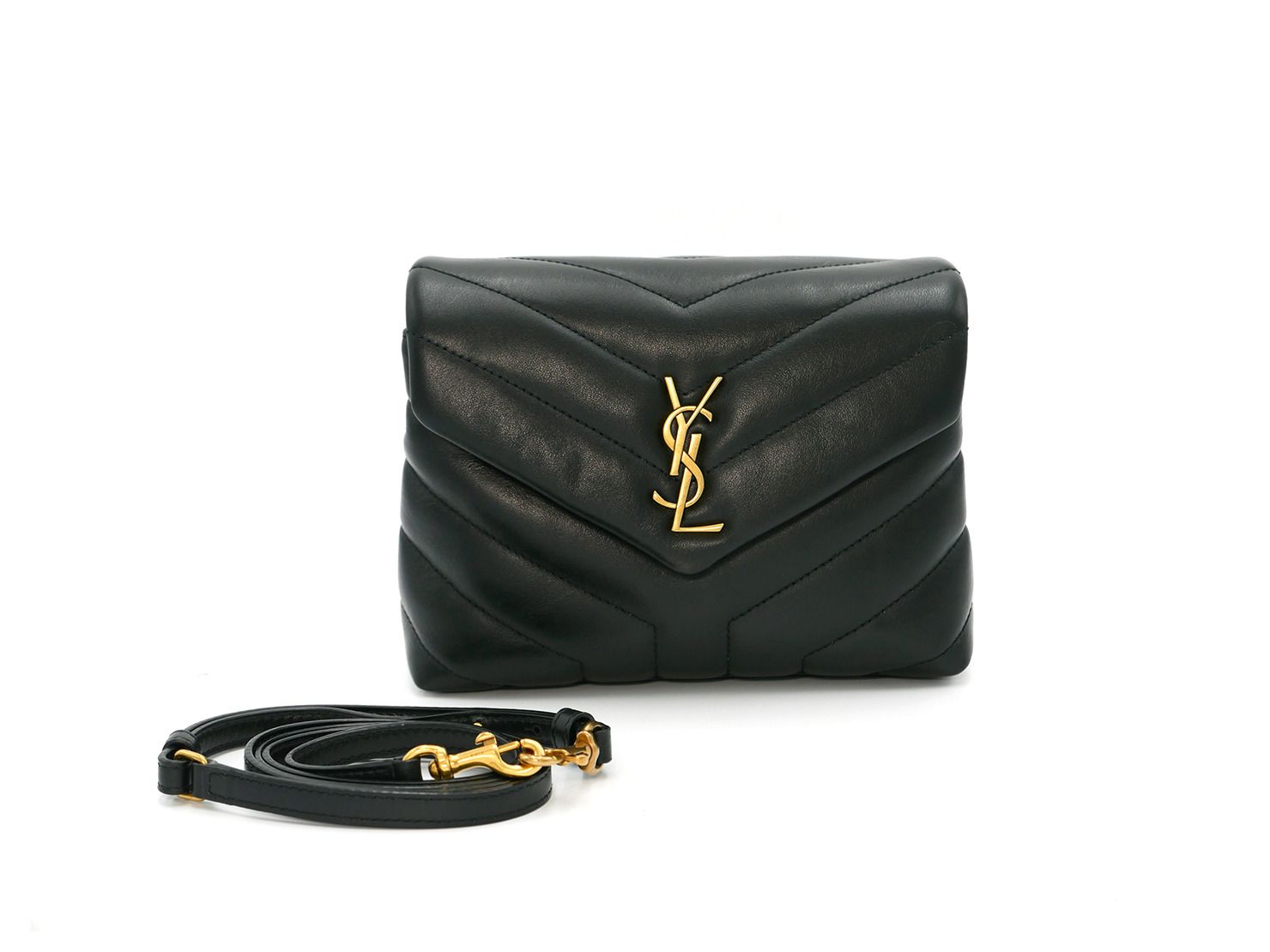 Saint Laurent Loulou Toy Bag Matelasse Leather Gold-tone Black in Calfskin  with Gold-tone - US