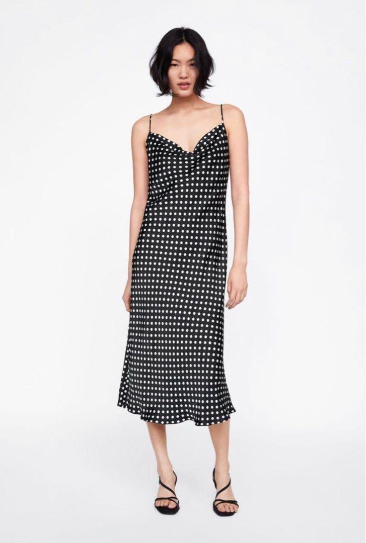 Zara polka dot cami dress sales