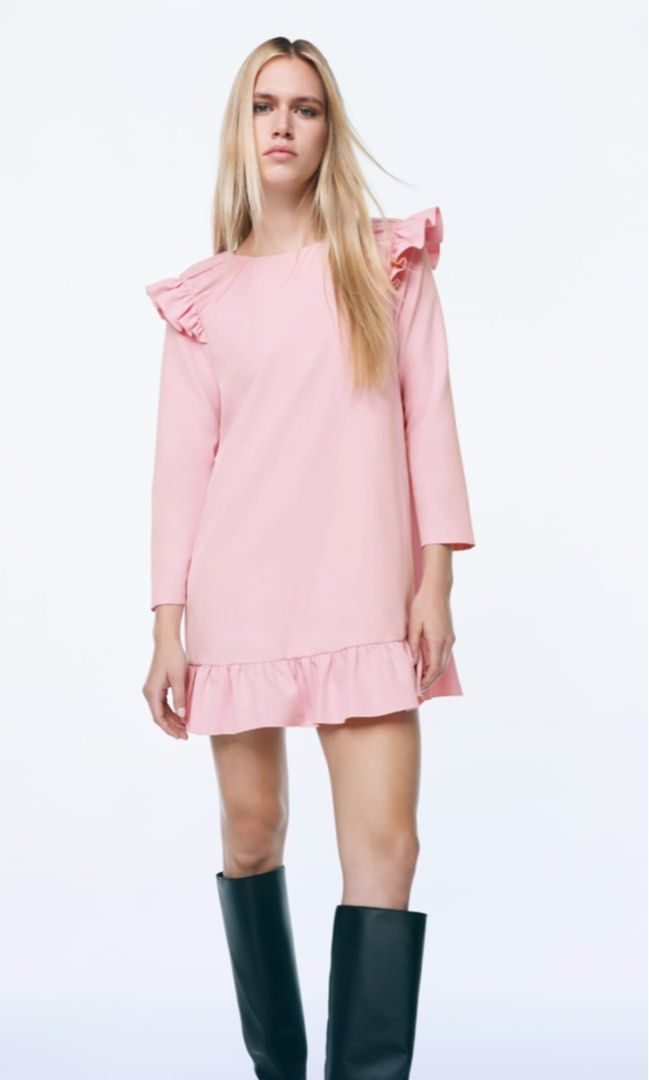 Zara Pink Dress, Women's Fashion, Dresses & Sets, Dresses on Carousell
