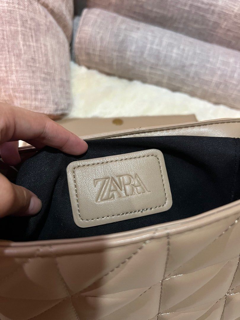 Zara Quilted Shoulder Bag with Chain on Carousell