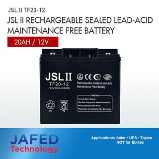 20AH 12V JSL II Maintenance Free Rechargeable Solar UPS Valve Regulated Lead Acid Battery