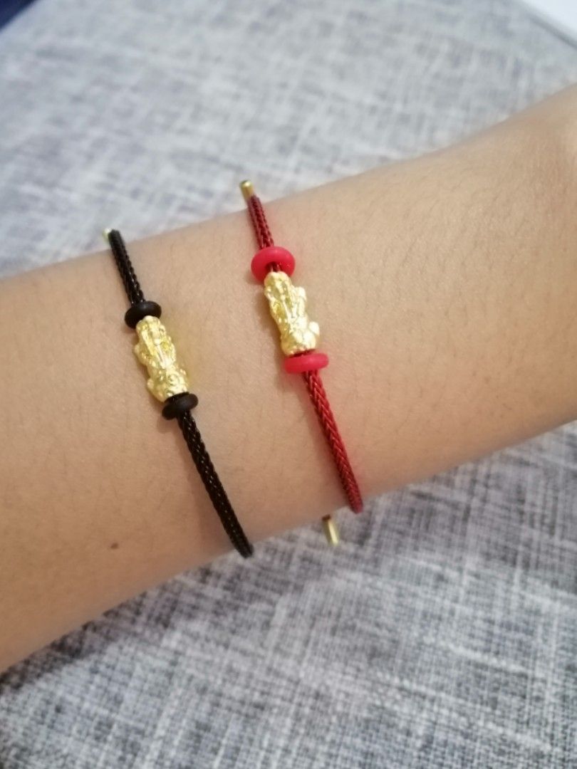 24k Gold String Bracelet Red and Black on Carousell