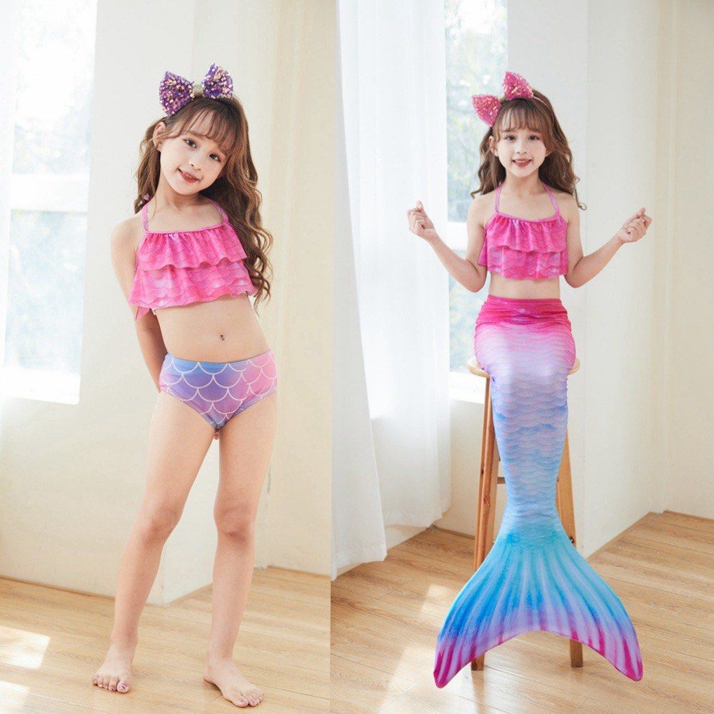 3Pcs Set 3 15Yrs Girls Mermaid Costume Kids Swimsuit Baby Girl