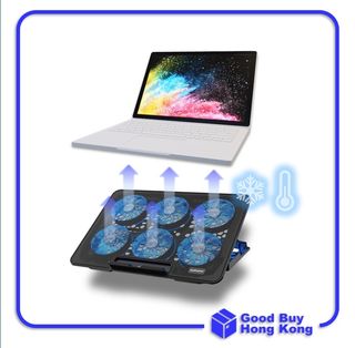 6-Fan Portable Laptop Cooling Stand (Black) / 6-Fan Laptop Cooler / Cooling Pad (Black)
