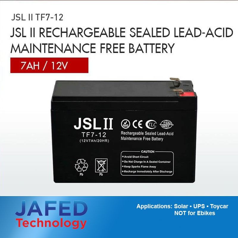 7AH 12V JSL II Maintenance Free Rechargeable Solar UPS Valve Regulated