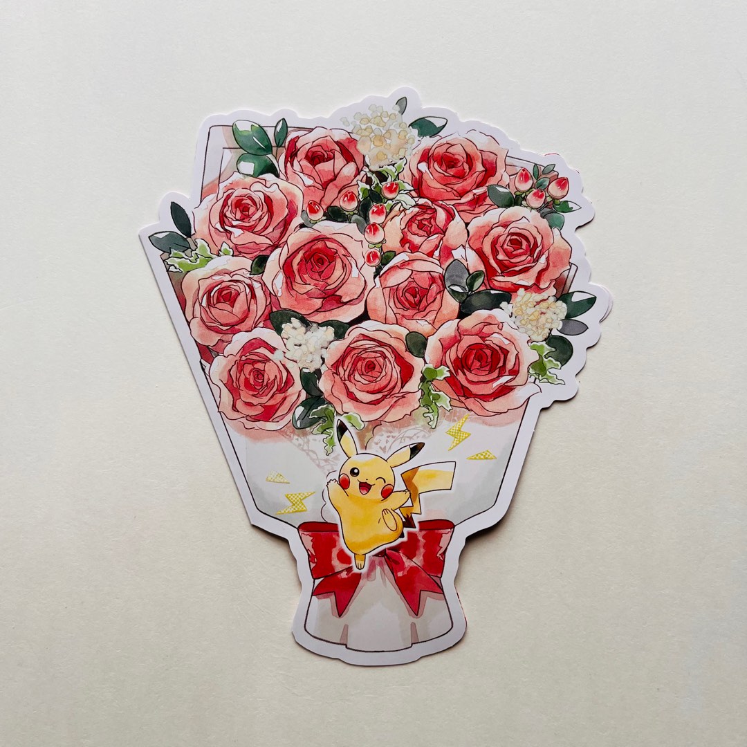 [全新 禮物] Pokemon Pikachu Birthday Card 寵物小精靈 精靈寶可夢 比卡超 生日卡 花束, 傢俬＆家居, 家居 ...
