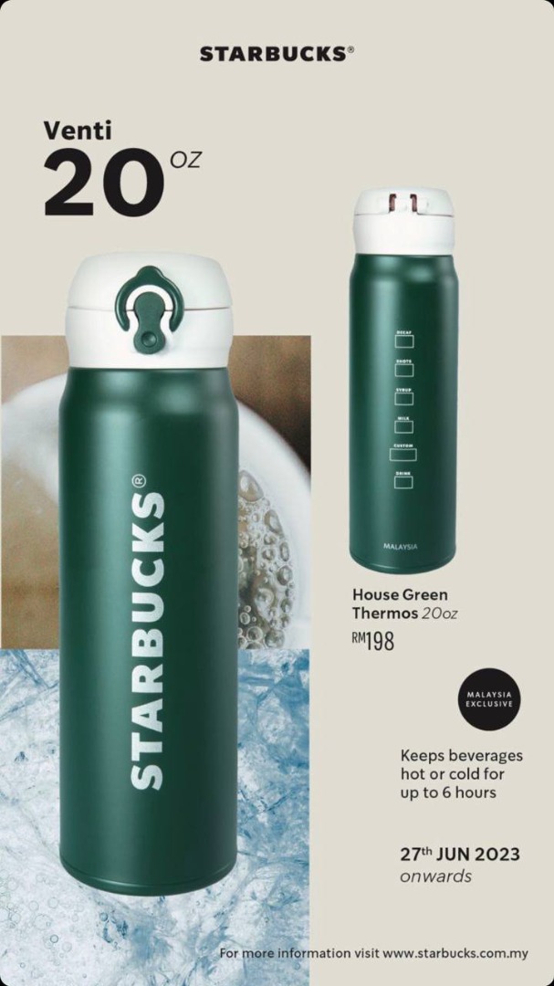 Starbucks Essential Collection 2023 House Green Black Thermos Bottle Venti 20oz