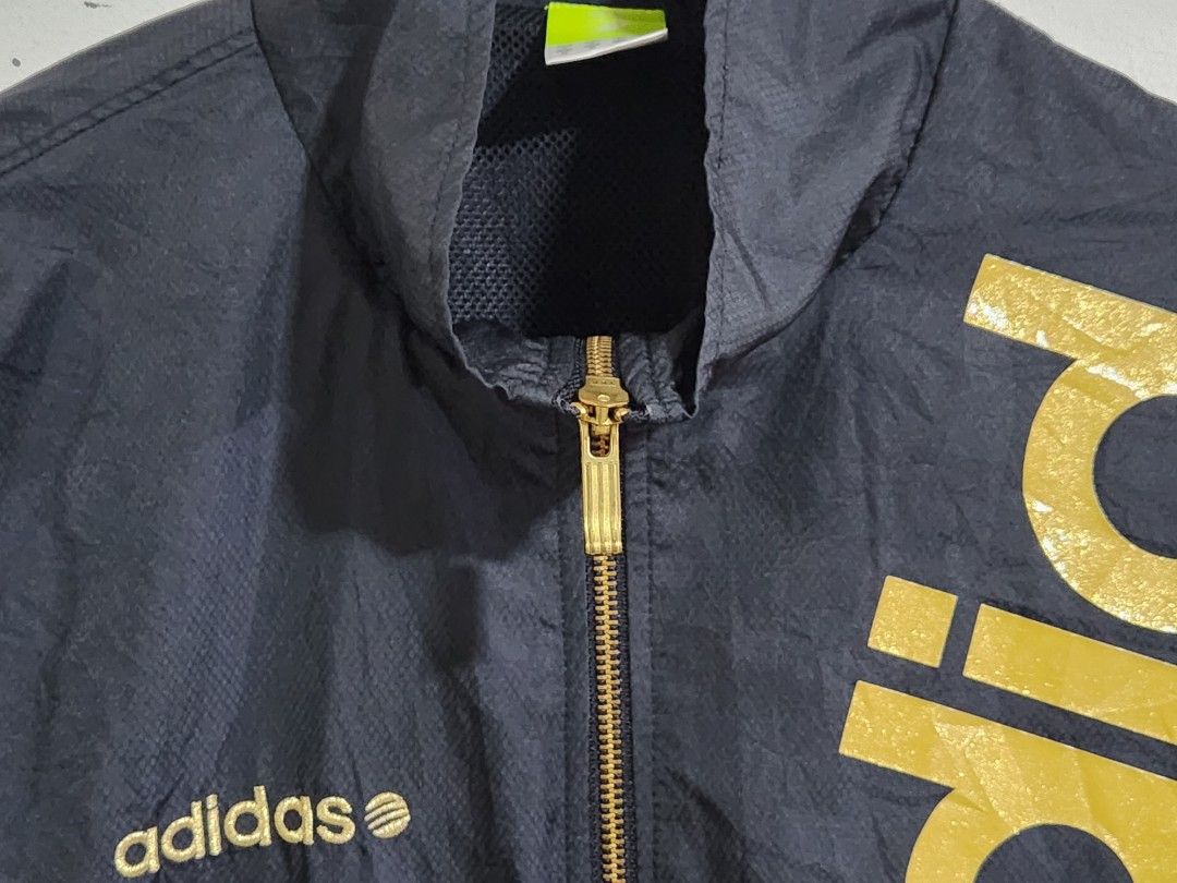 ADIDAS NEO 3-STRIPES TRACK JACKET BLACK & GOLD on Carousell