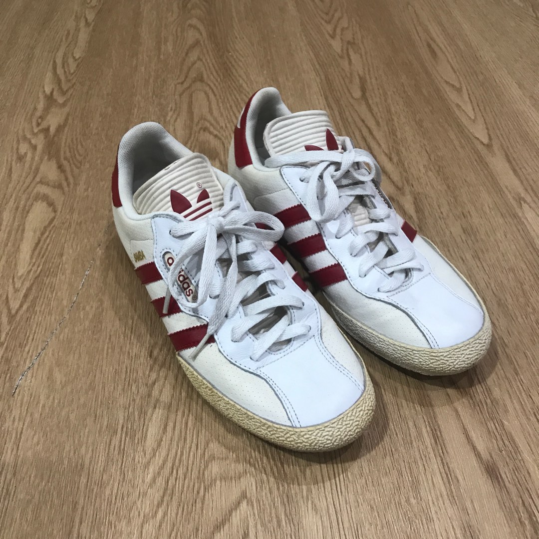 Adidas Samba Super White Red Mens Leather Fesyen Pria Sepatu