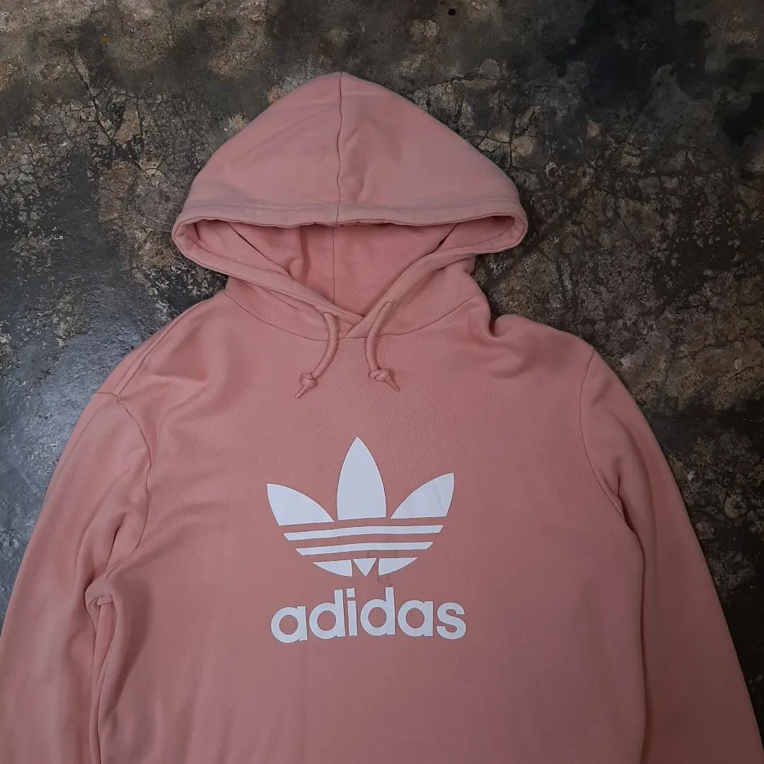Adidas trefoil hoodie dust pink on sale