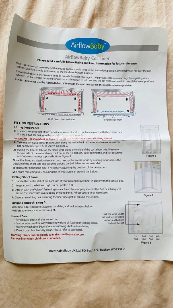 Airflow cot liner clearance